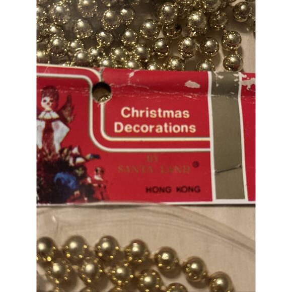 Vintage Gold Beaded Christmas Garland Santa Land 2 Packs - Picture 3 of 6